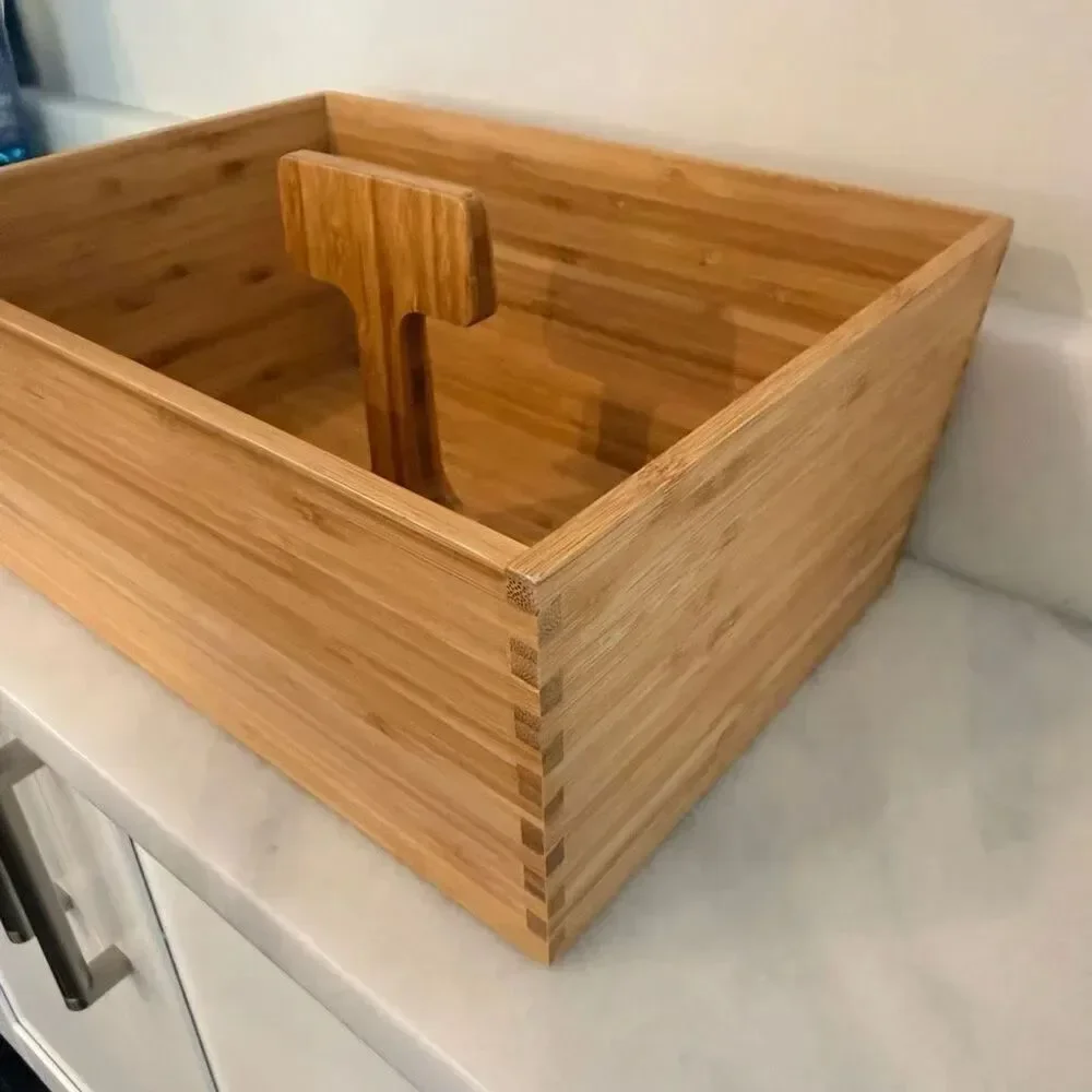 IKEA Variera Bamboo Wood Carrier Caddy Box With Handle 21386 Tan OS